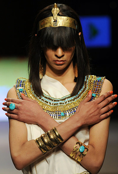 Islamabad Fashion Week: A Pakistani model presents a creation by Shafaq Habib