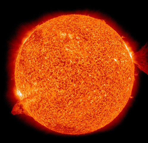24 Hours: NASA image of the Sun showing nearly simultaneous solar eruptions
