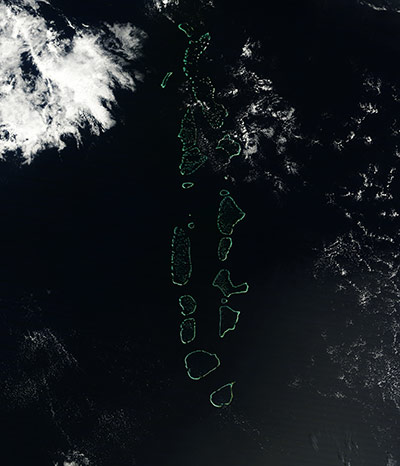Satellite Eye on Earth:  atolls and islands of the Maldives Republic