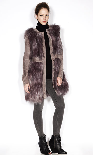 Line-up: Faux Fur: Suede and faux-fur coat
