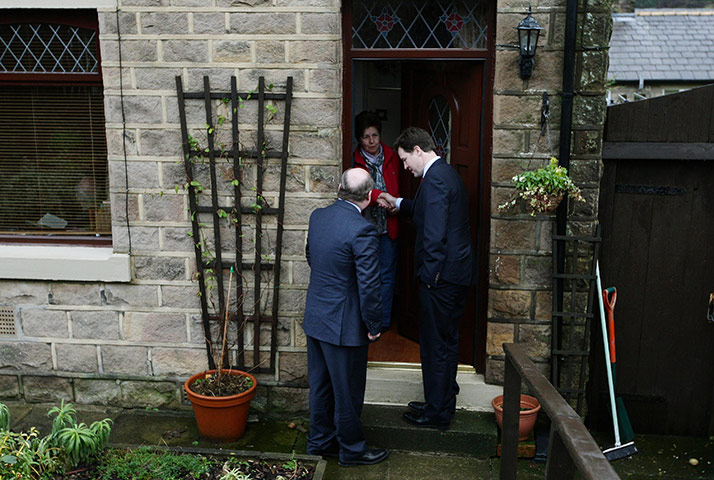 Nick Clegg in Oldham: Nick Clegg, with candidate Elwyn Watkins canvassing in Diggle