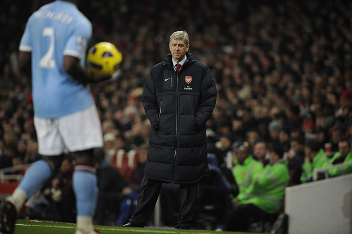 Arsenal v Manchester City: Arsene Wenger watches the match 