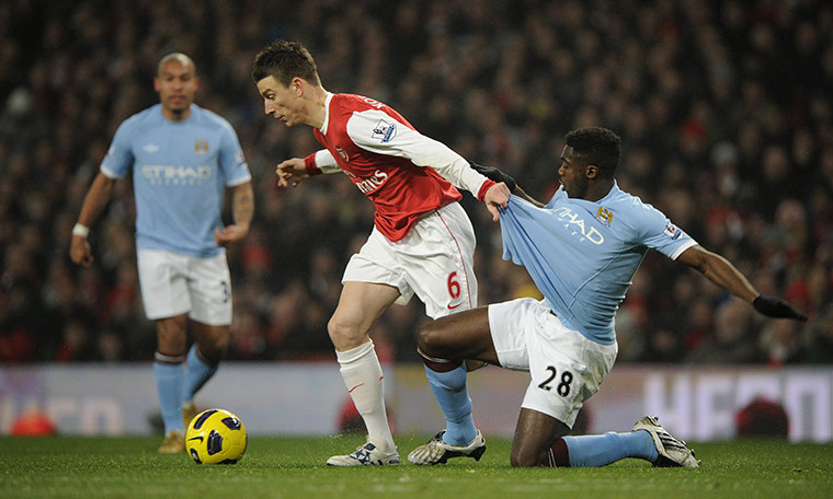 Arsenal v Manchester City: Koscielny grabs hold of Kolo Toure