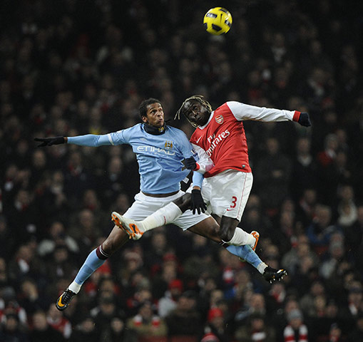Arsenal v Manchester City: Jo and Sagna do battle in the air
