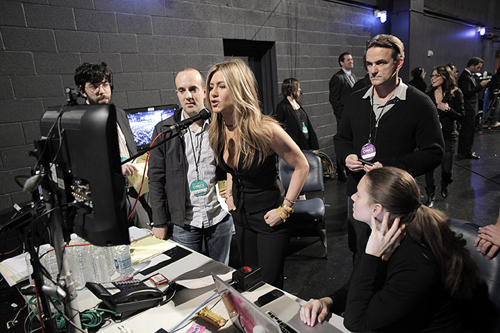 People's Choice Awards: Jennifer Aniston is shown backstage at the 2011 People's Choice Awards