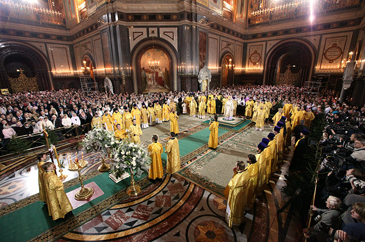 Orthodox Christmas: Russian Orthodox Church Patriarch Kirill I attends a Christmas service