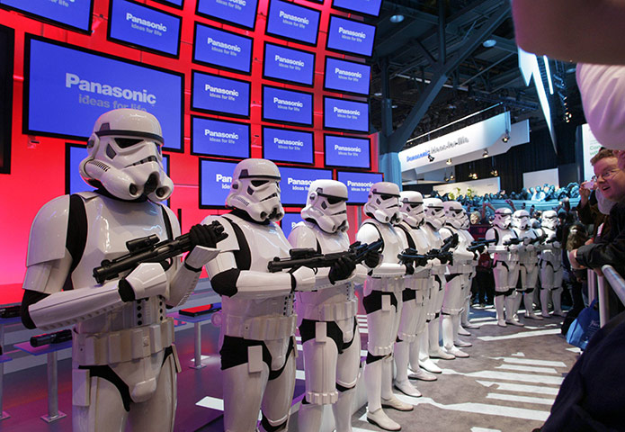 Consumer Electronics Show: Imperial stormtroopers from the movie Star Wars at the Panasonic booth