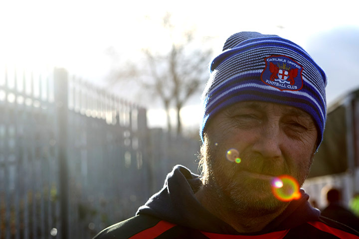 Torquay v Carlisle: A Carlisle fan arrives at Torquay's Plainmoor stadium