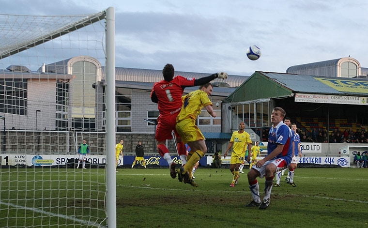 Torquay v Carlisle: Carlisle United goalkeeper Adam Collins clears the ball
