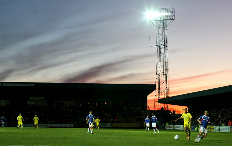 Torquay v Carlisle: A general view as the Sun sets over Plainmoor