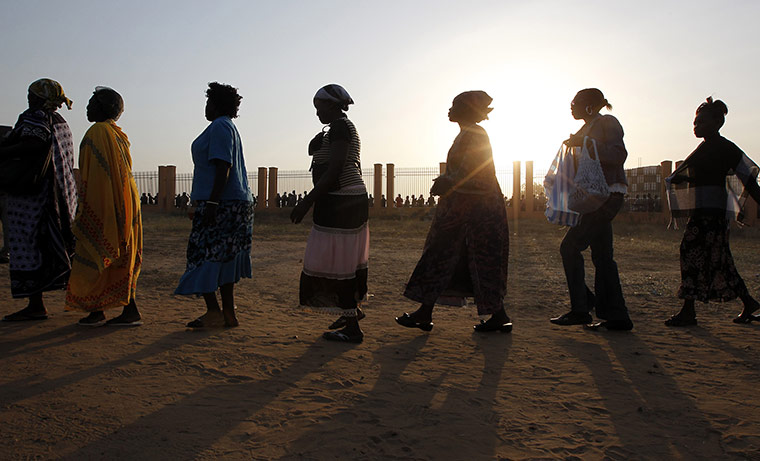 Sudan referendum: Southern Sudanese women line up to cast their votes in Juba, Southern Sudan