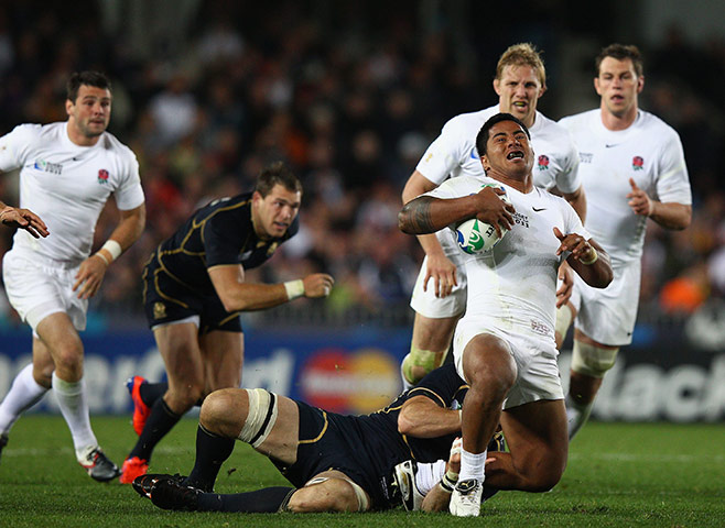 England v Scotland: England's Manu Tuilagi is tackled by Scotland's John Barclay 