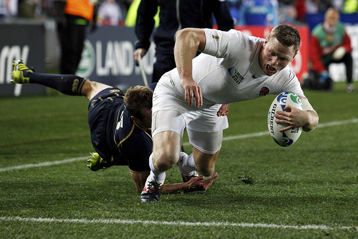 England v Scotland: England's Chris Ashton scores a try during their match against Scotland