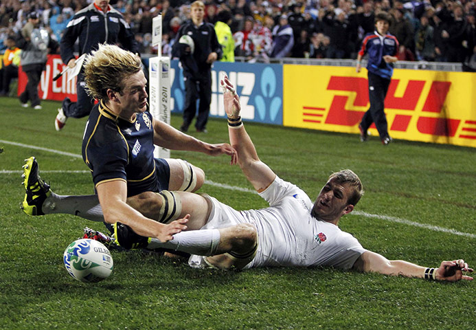 England v Scotland: England's Tom Croft and Scotland's Richie Gray fight for the ball