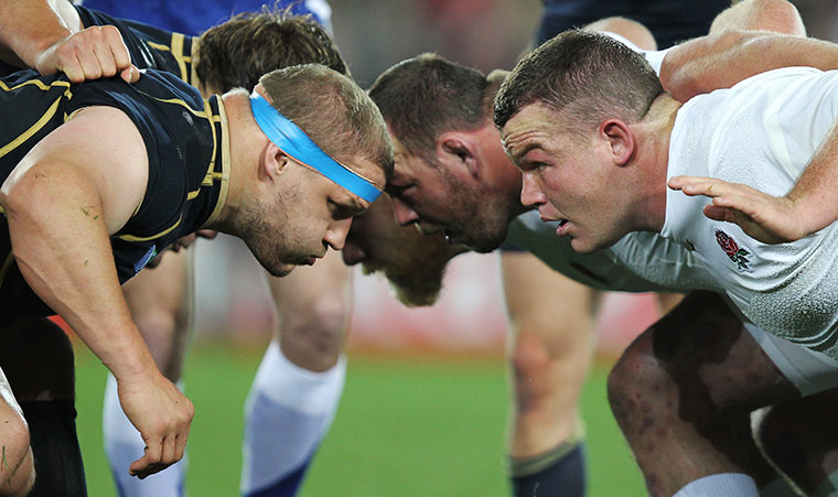 England v Scotland: Scotland's Euan Murray and England's Matt Stevens in a scrum