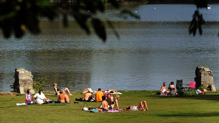 Weather: The public enjoy the warm weather beside Virginia Water in Surrey