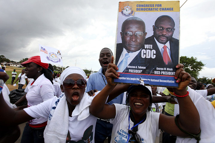 Elections in Liberia:  Winston Tubman and George Weah of the Congress for Democratic Change 