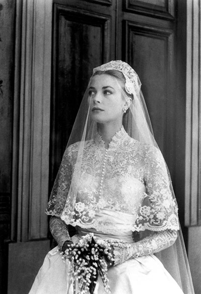 The history of lace: Grace Kelly the day of her wedding to Prince Rainier III of Monaco, 1956