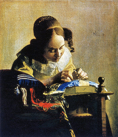 The history of lace: The Lacemaker by Johannes Vermeer, 1669-1670