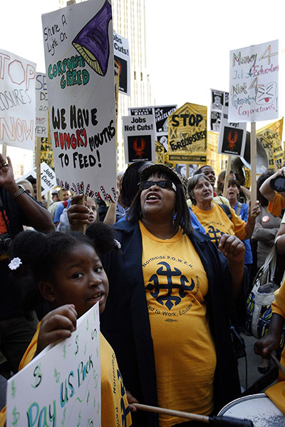 Occupy protests: Chicago: Members of a coalition called Stand up Chicago protest
