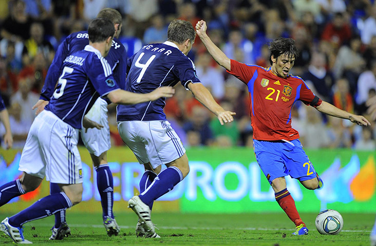Euro 2012 Qualifiers: David Silva doubles Spain's lead against Scotland with a nifty drive