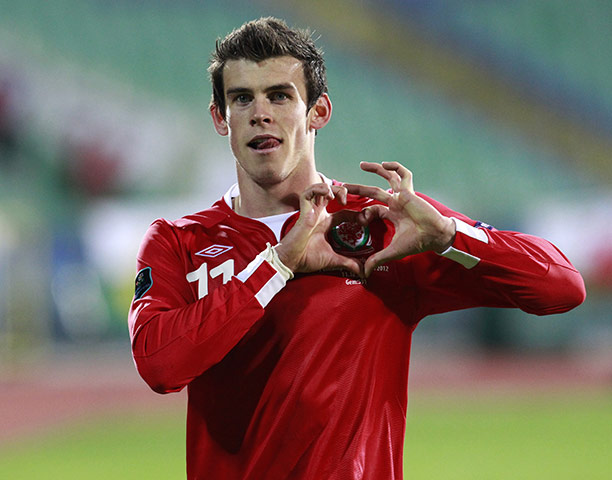 Euro 2012 Qualifiers: Gareth Bale celebrates scoring against Bulgaria
