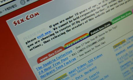 Someone looking at a porn website sex.com on the internet