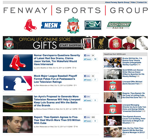 John Henry Timeline: Screen grab of the Fenway Sports Group website