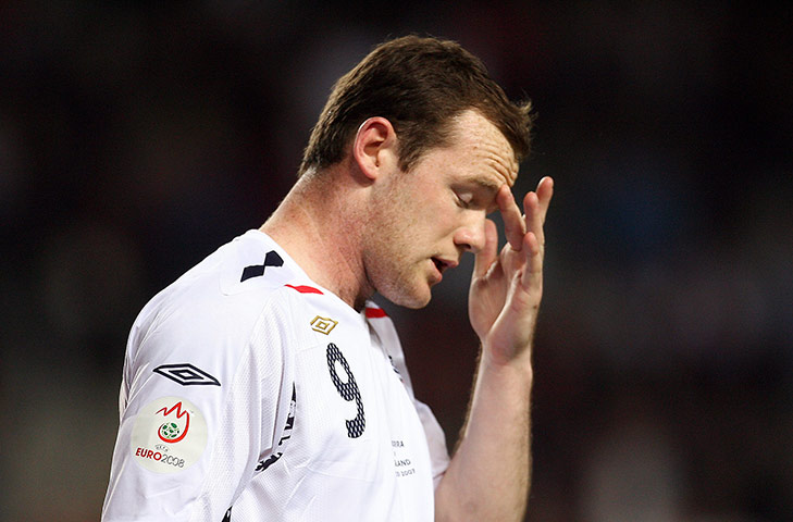 Rooney's tournament woes: England's Wayne Rooney shows his disbelief after missing against Andorra