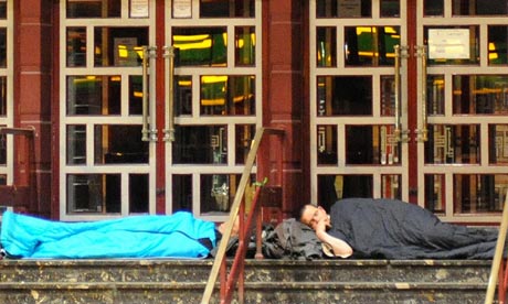 Homeless men asleep