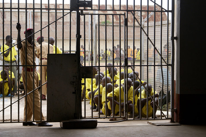 Ugandan Prisoners: Inmates at the gate to Upper Prison, Kampala