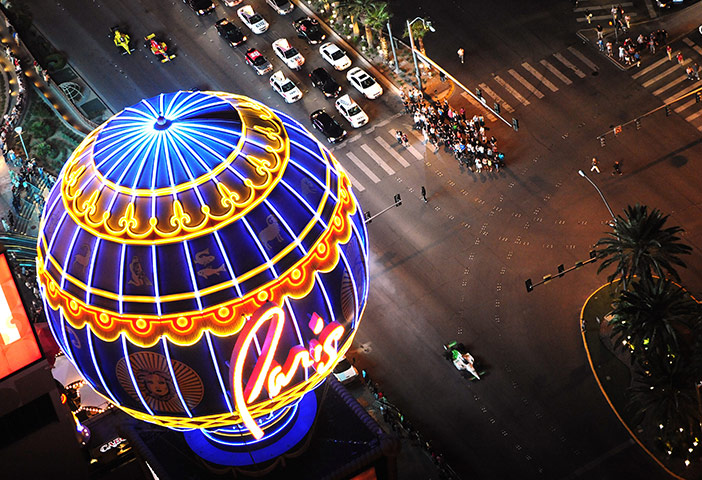24 hours in pictures: Las Vegas, US: Simona DeSilverstro of Switzerland leads a pack of cars