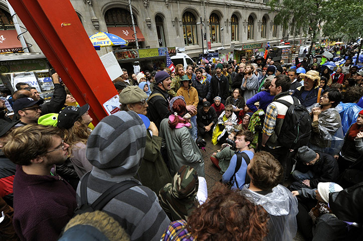 Occupy Wall Street: Demonstrators hold a meeting