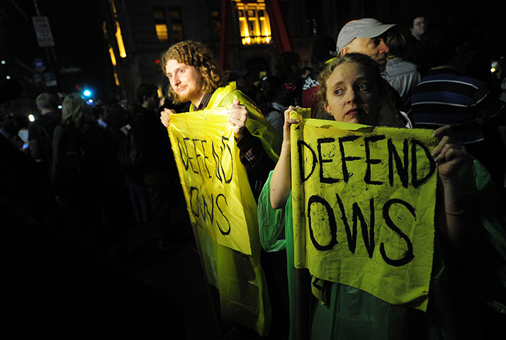 Occupy Wall Street: Protesters in Zuccotti Park in New York refuse to leave