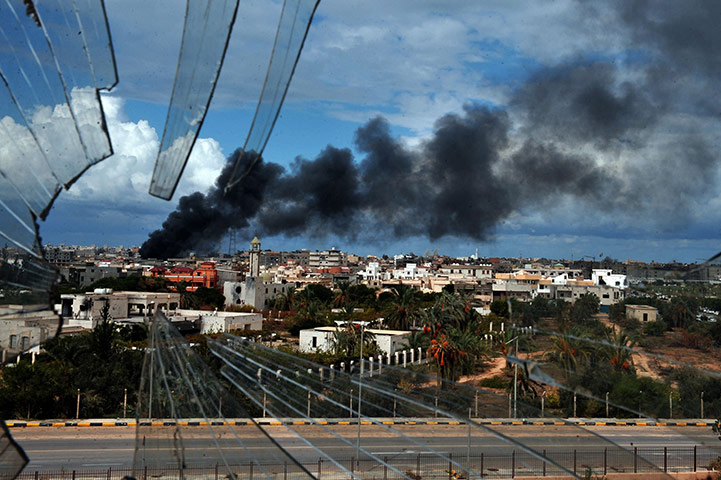 Libya, Sirte: Smoke rises from the centre Sirte