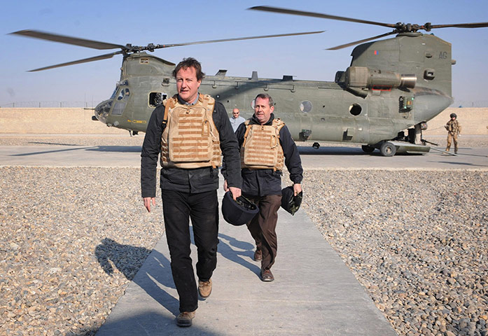 Liam Fox: 4 December 2009: David Cameron and Liam Fox arrive at Lashkar Gah