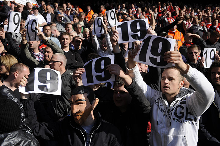 Liverpool v United: Manchester United fans taunt the Liverpool fans
