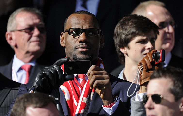 Liverpool v United: Liverpool minority shareholder LeBron James at the Manchester United match