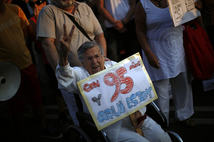 Occupy protests: Maria Antonia Bueno, 95, takes part in a protest in Malaga, Spain 