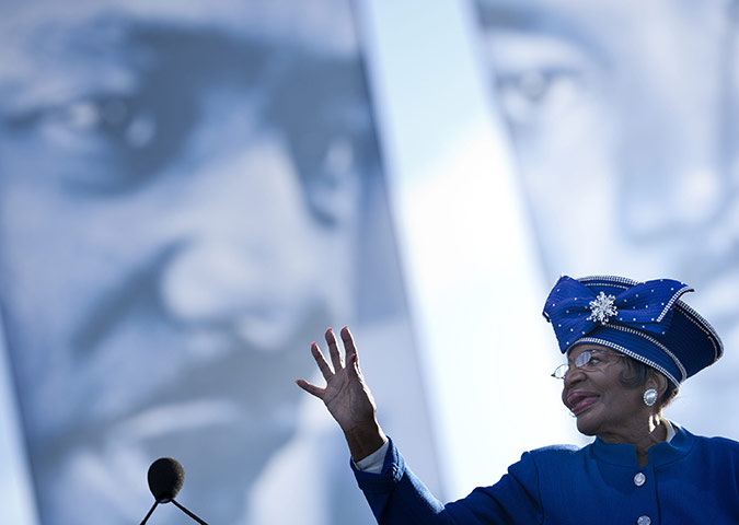 Martin Luther King: Dr Christine King Farris, sister of Martin Luther King Jr, waves 