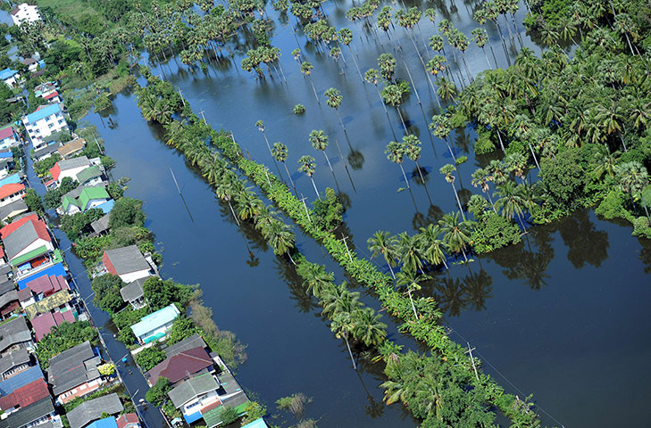 Thailand flooding: Wide-spread flooding in Pathum Thani province