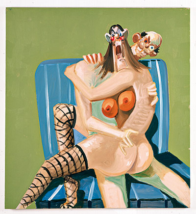 George Condo: Couple on Blue Striped Chair, 2005, by George Condo