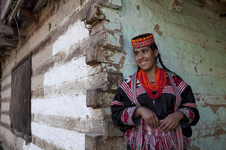 Kalash valley, Pakistan: The Kalash women wear colourful beads