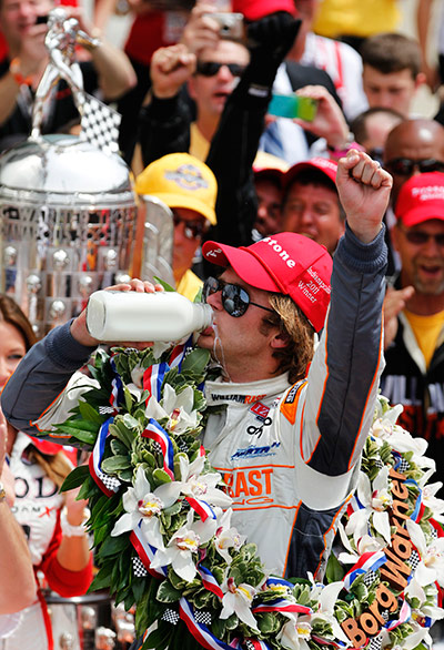 Dan Wheldon Retrospective: Dan Wheldon celebrates after winning the Indianapolis 500