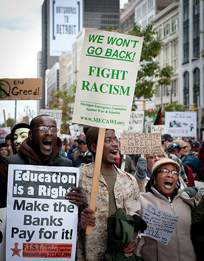 Occupy Detroit: Occupy Detroit March from Spirit of Detroit statue to Grand Circus Park.