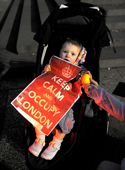 Occupy London protests: A young protester at the Occupy the London Stock Exchange demonstration