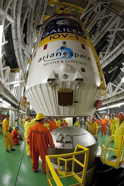 Soyuz VS01: ESA handout photo of the Soyuz launcher at the Guiana Space Centre