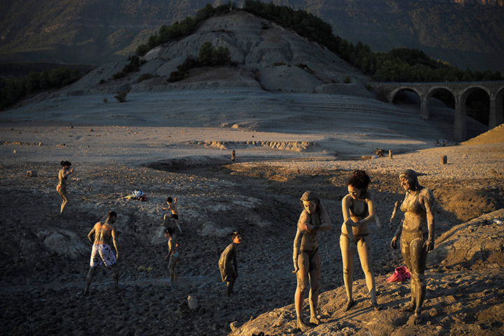 24 hours in pictures: People in the ruins of the ancient baths at Tiermas, Spain