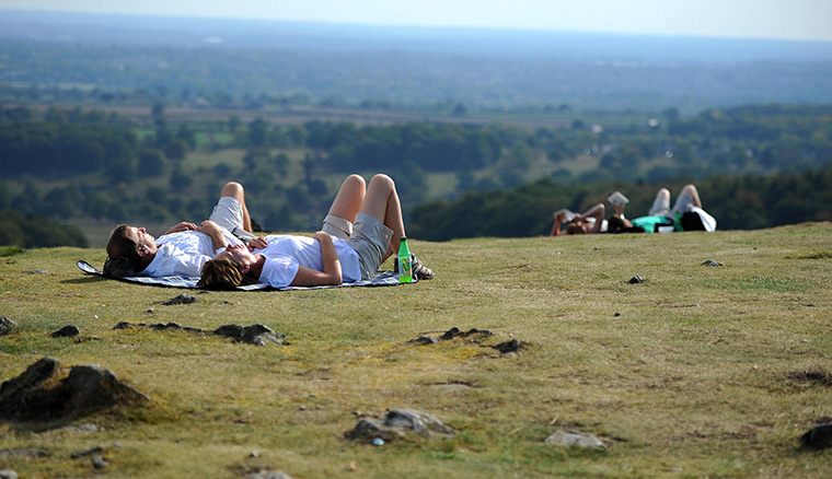 UK October heatwave: People enjoy the warm weather at Bradgate Park, Leicester.