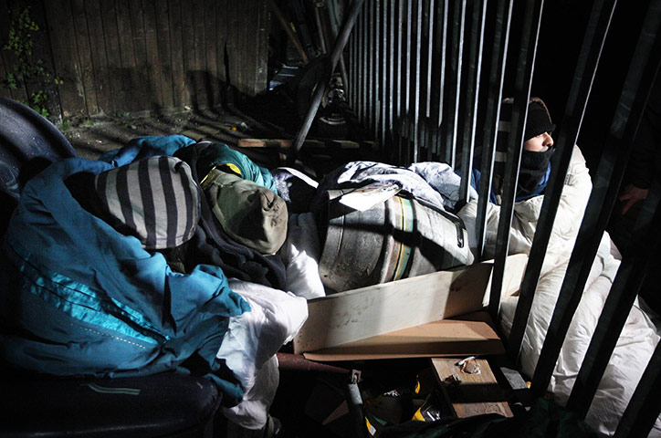 Dale Farm: activists lie chained to a barrier